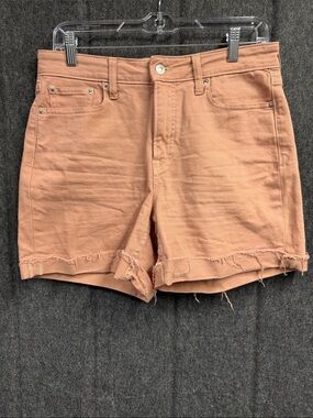Free Assembly Women’s Frayed Hem Peach Jean Shorts